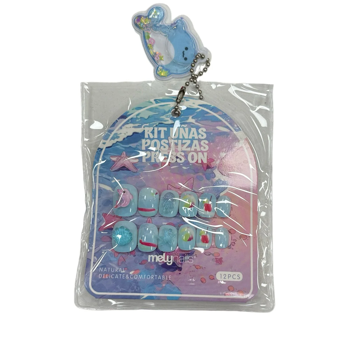 P*12 KIT UNAS POSTIZAS PARA NINA CON LLAVERO MELY