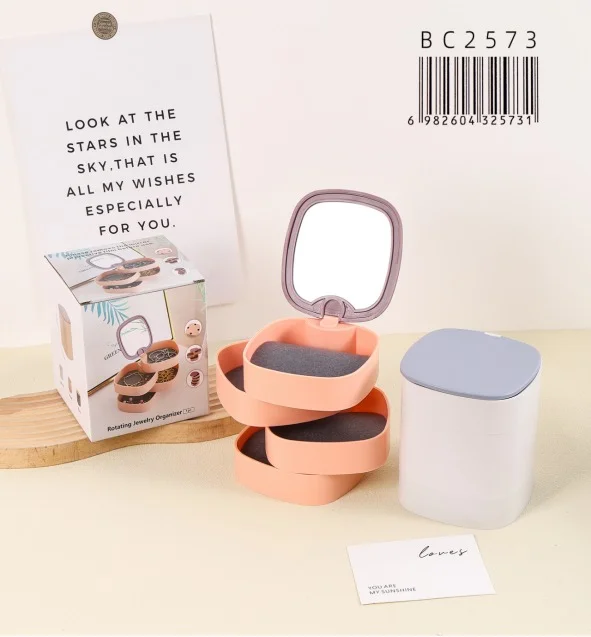 ALHAJERO ORGANIZADOR GIRATORIO DE 4 NIVELES CON ESPEJO