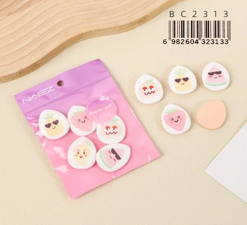 P*12 SET DE MINI ESPONJAS DE MAQUILLAJE EMOJI 5PCS NAEZ