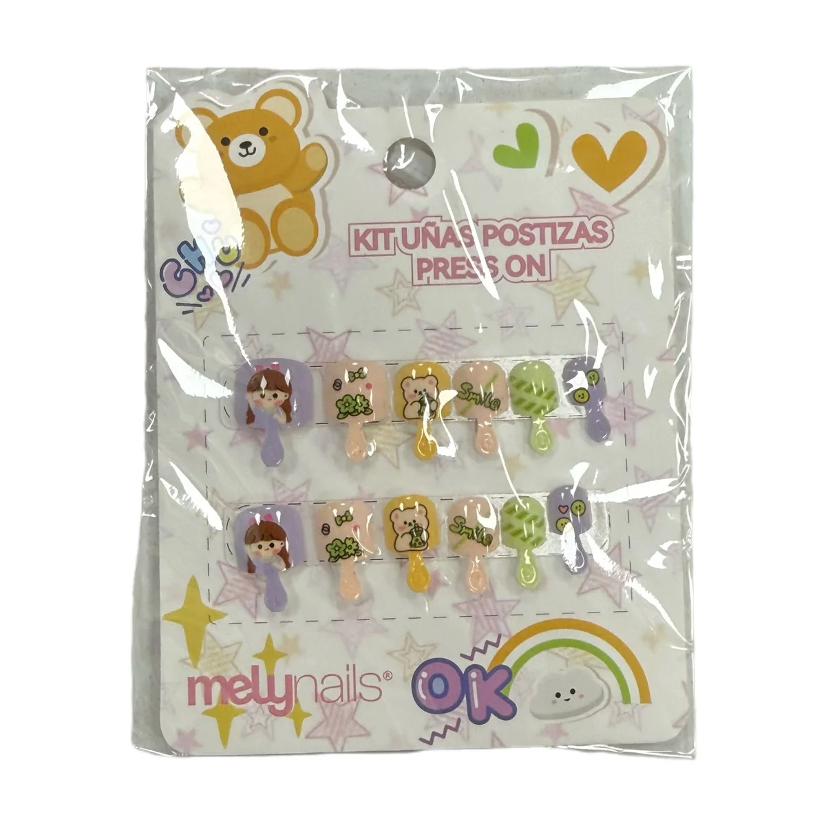 P*12 KIT UNAS POSTIZAS PARA NINA CON PEGAMENTO MEL