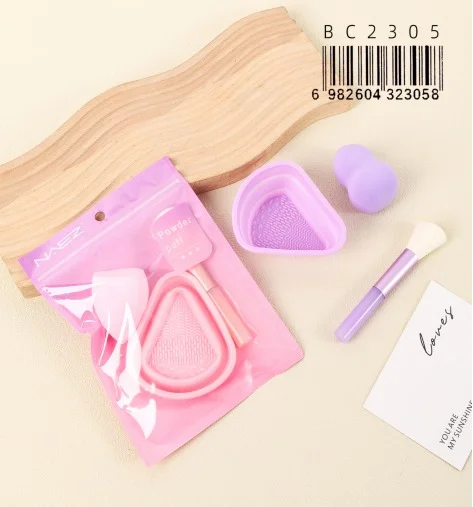 P*12 SET DE MAQUILLAJE 3EN1 ESPONJA/BROCHA/MINI BLENDER NAEZ