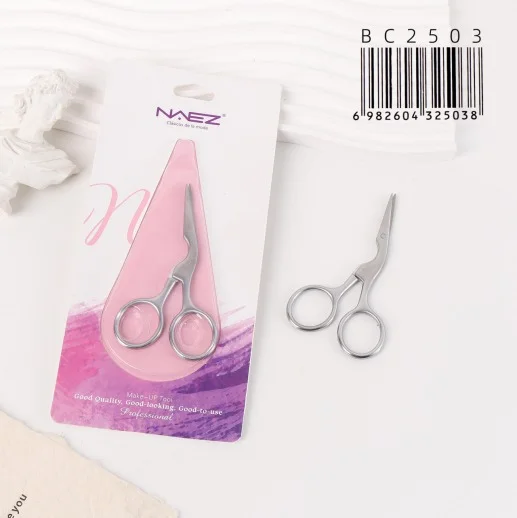 TIJERA PARA PESTANAS POSTIZAS Y CEJAS CURVA DE ACERO INOXIDABLE NAEZ