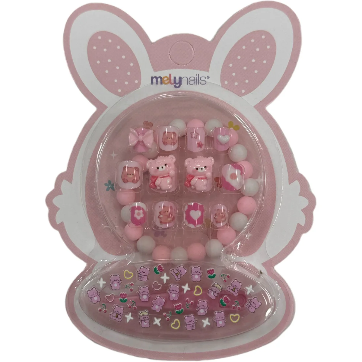 P*12 KIT UNAS POSTIZAS PARA NINA CON STIKERS Y PUL