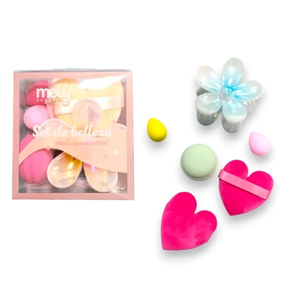 P*12 SET DE BELLEZA C/ESPONJAS FLORES Y MINI BROCH