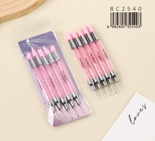 SET DE 5 PINCELES DE DOBLE PUNTA PARA NAIL ART NAEZ